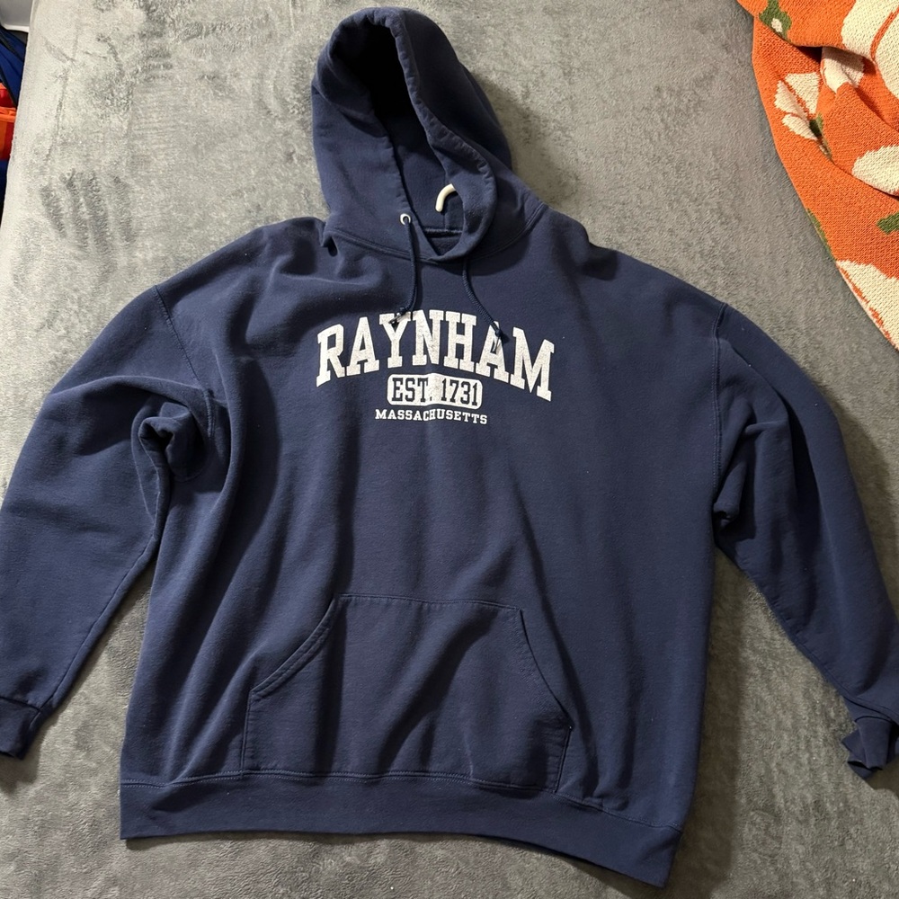 Gildan Dark Blue Hoodie with White Print